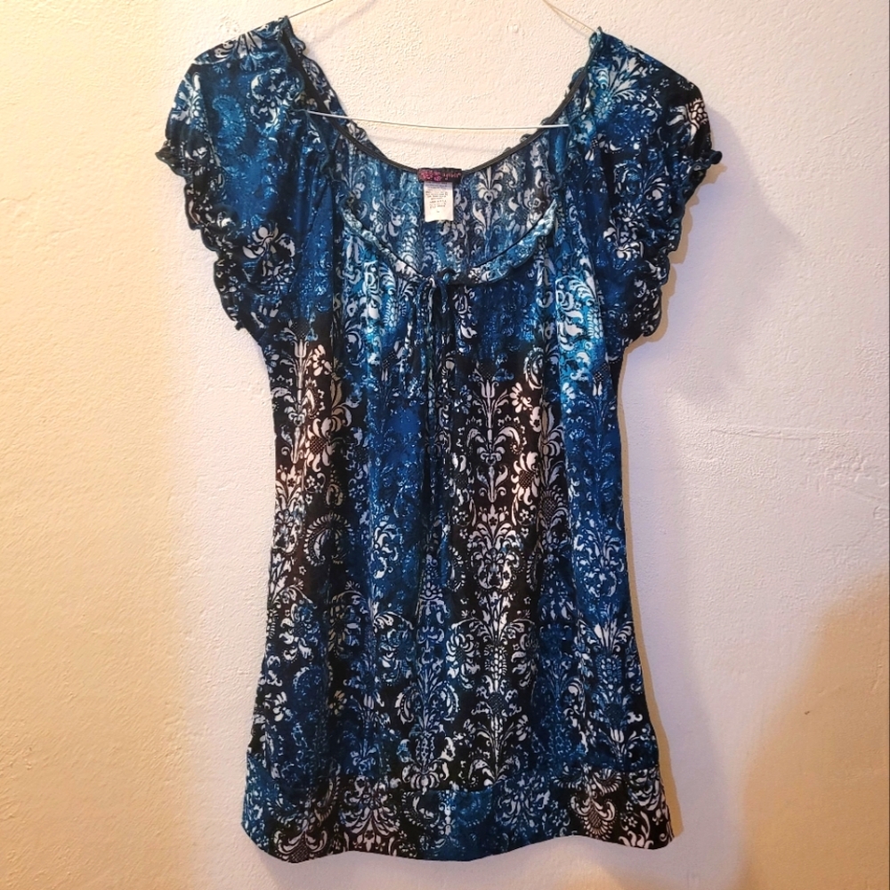 AGENDA Y2k Off Shoulder keyhole Tie sz Large Top